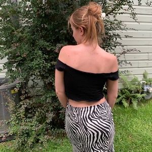 Black Off the Shoulder Crop Top